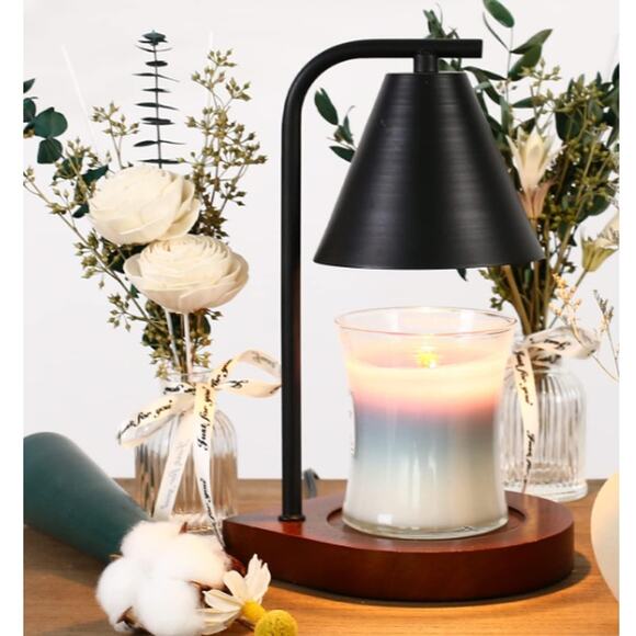 Candle Warmer Lamp Dimmable, Wax Melt with 2 Bulbs- Black - Picture 2 of 9